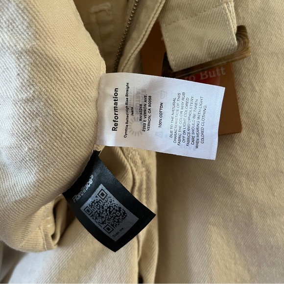 NWT Reformation Cynthia Belted High Rise Straight Jeans in Bone Cream Size 25 - Picture 12 of 16